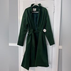 Brand New with Tags Revolve Forest Green Velvet Trench.